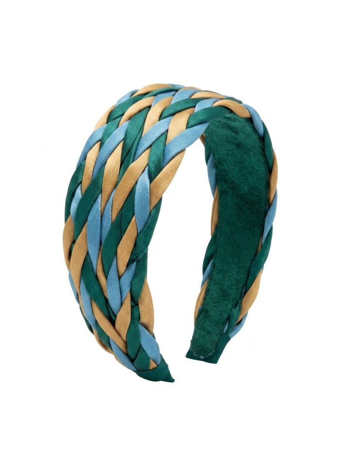 Diadema trenzada en raso con tonos azules
