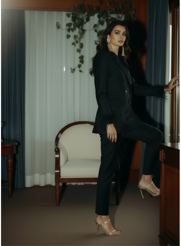 Blazer negra oversized de tejido estructurado