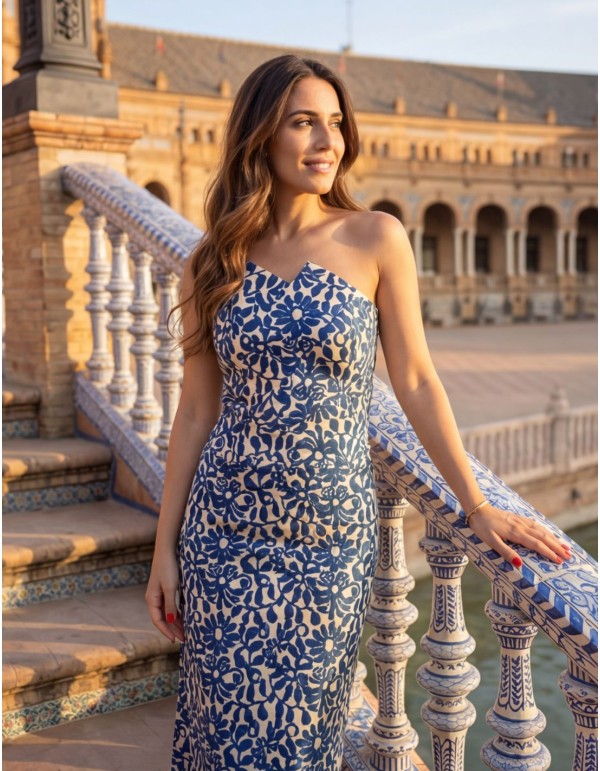 Ensemble deux pièces imprimé avec bustier et jupe midi