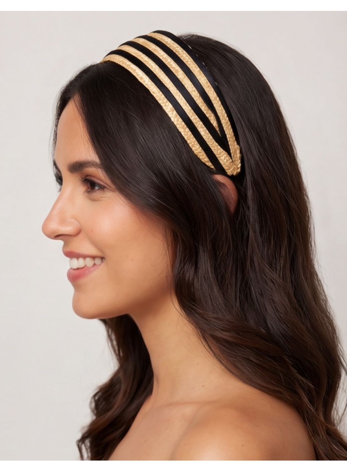 Bandeau de paille en soie noire pour les invités