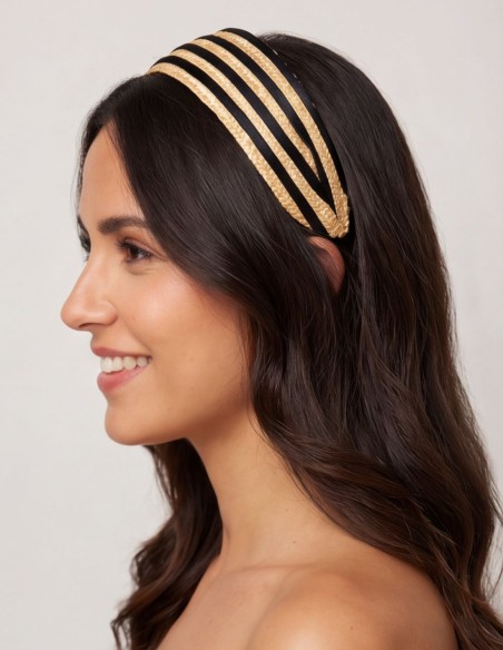 Bandeau de paille en soie noire pour les invités