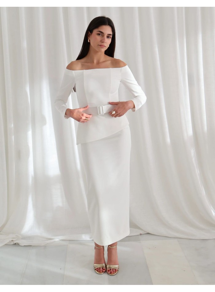 Butter yellow and bardot neckline set for guests