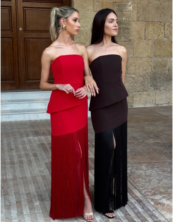 Guest ensemble with strapless top and asymmetrical... 2