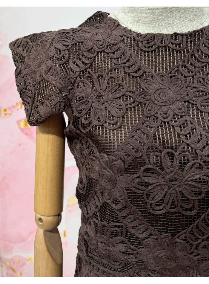 Conjunto de invitada marrón de dos piezas con...