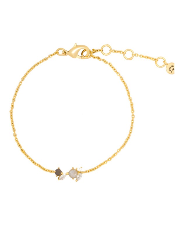 Fine golden chain bracelet with small natural stones 2