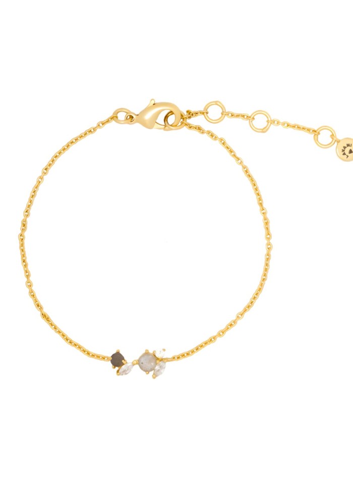 Fine golden chain bracelet with small natural...