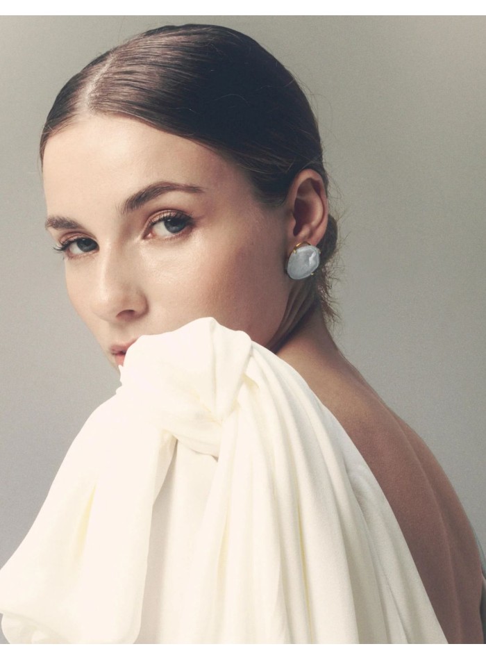 Bridal earrings with quartz druze