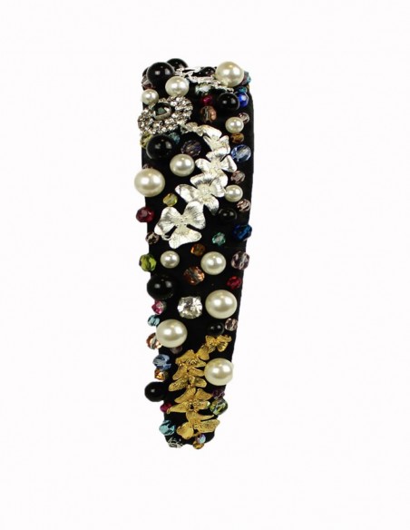 Headband with multicoloured bead finish at INVITADISIMA