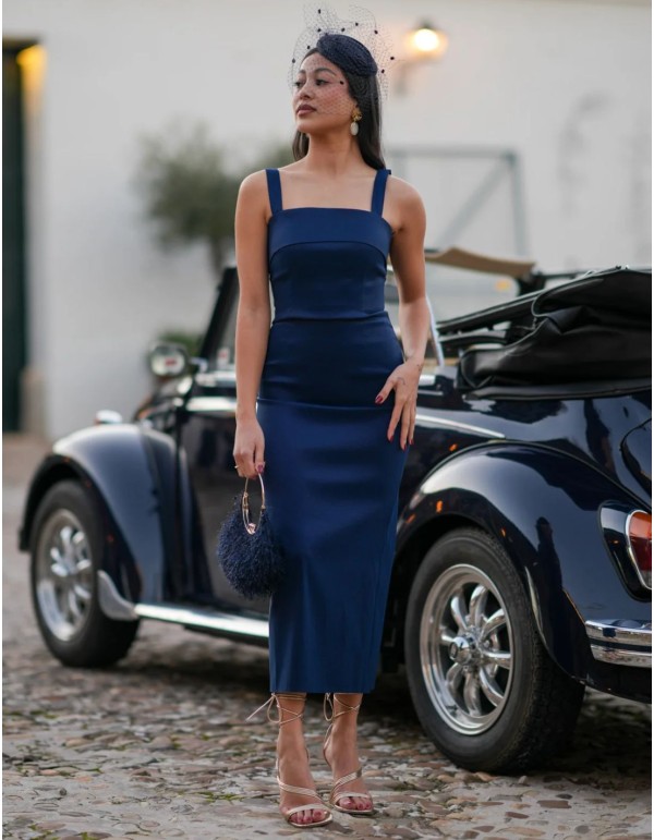 Taffeta midi dress with chiffon overlay 2