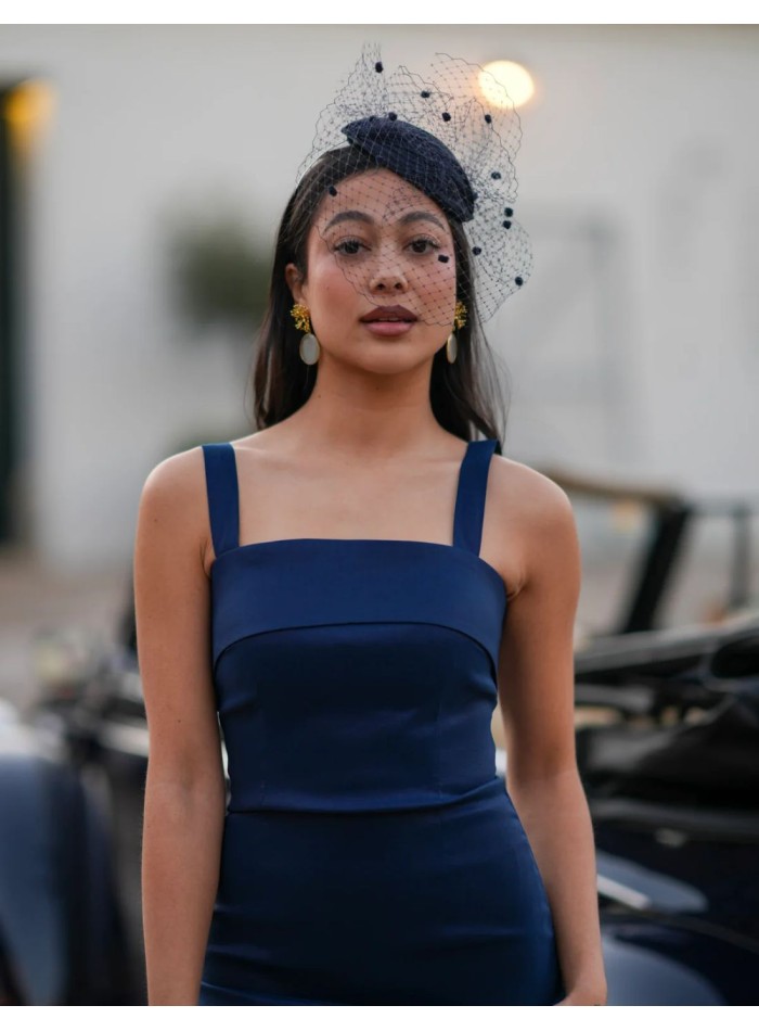 Robe midi en taffetas avec superposition de...