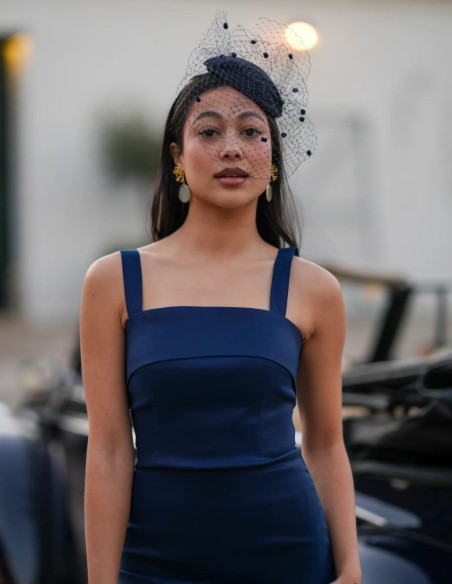 Robe midi en taffetas avec superposition de mousseline de soie