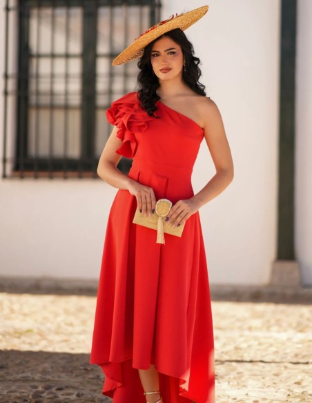 Vestido midi con escote aismétrico