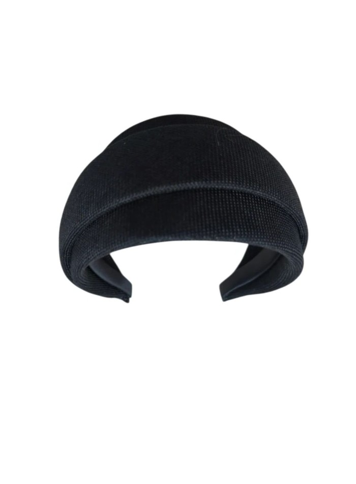 Black headband in sack-like fabric with three...