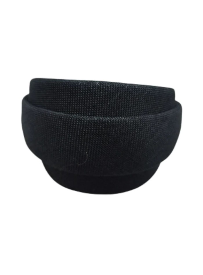 Black headband in sack-like fabric with three...