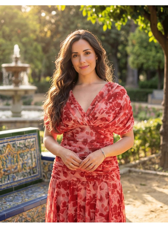 Vestido midi con estampado floral