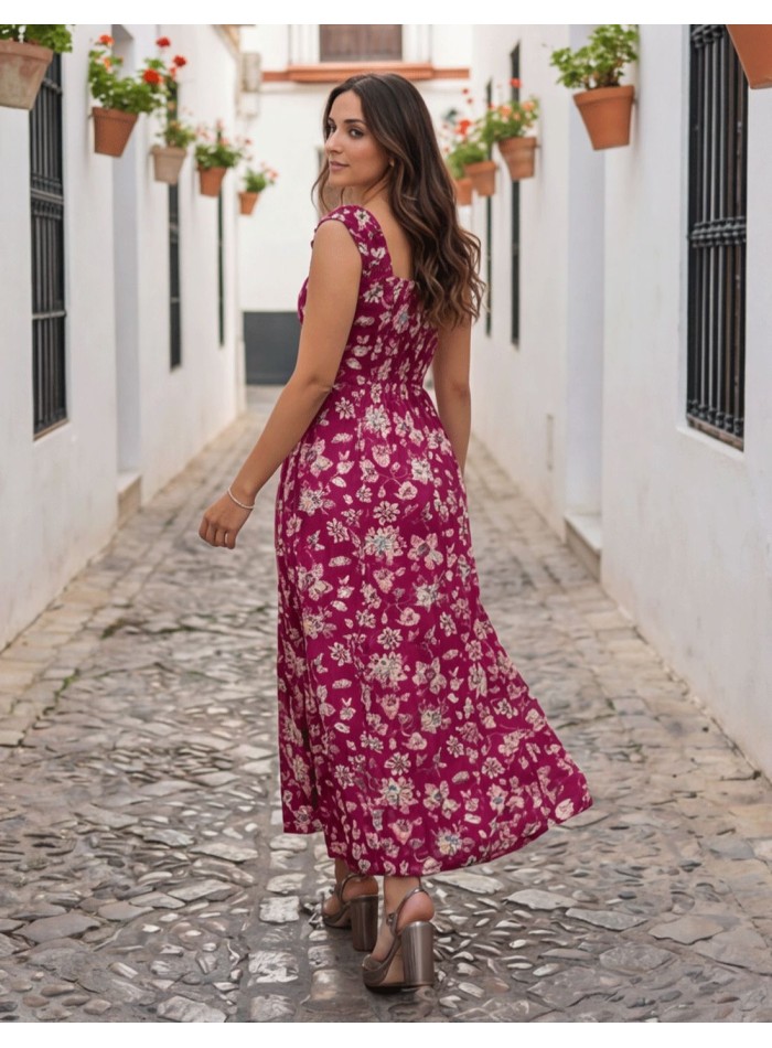 Bougainvillea midi dress with floral print and...