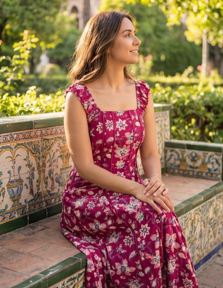 Vestido midi buganvilla con estampado