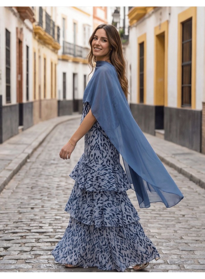 Capa de gasa azul para invitada