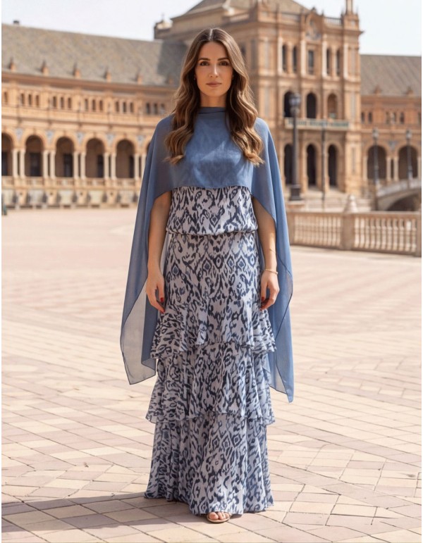 Capa de gasa azul para invitada