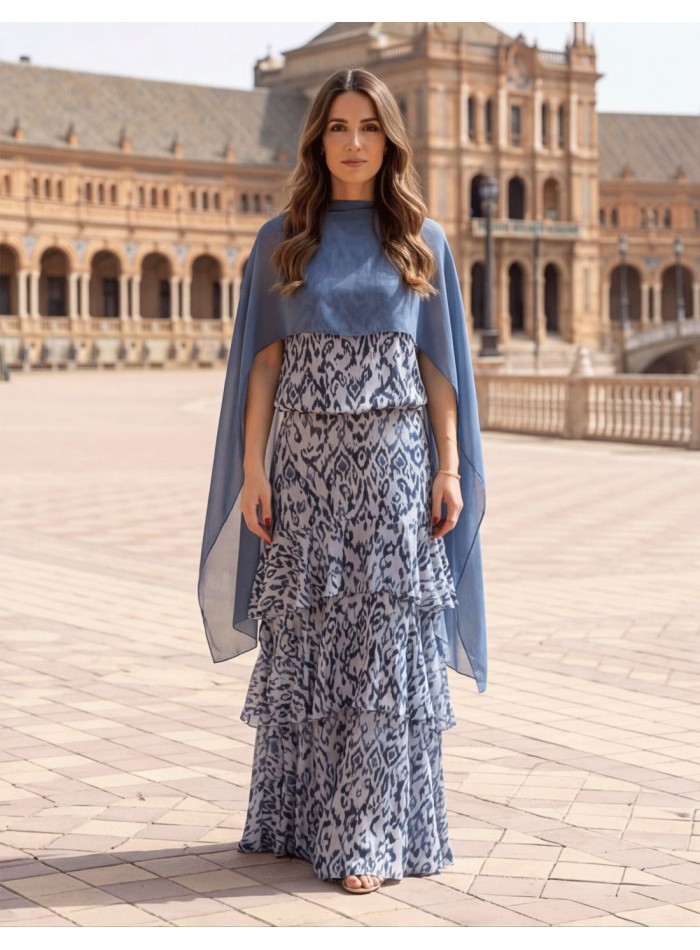 Capa de gasa azul para invitada