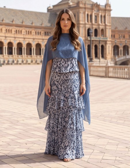 Capa de gasa azul para invitada