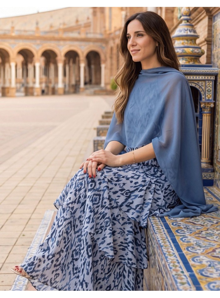 Capa de gasa azul para invitada