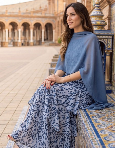 Capa de gasa azul para invitada