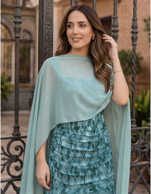 Chiffon cape in aqua green for guests