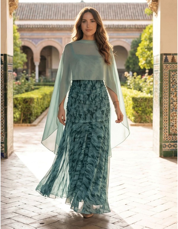 Chiffon cape in aqua green for guests 2