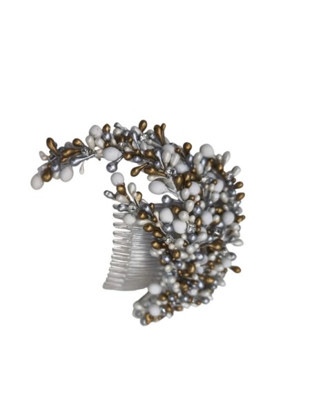 Hair accessory with white and gold pistil details