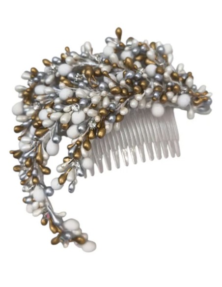 Hair accessory with white and gold pistil details