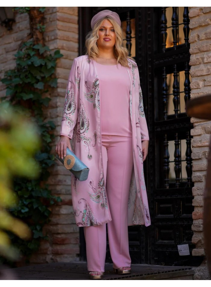 Ensemble trois pièces avec veste en mousseline...