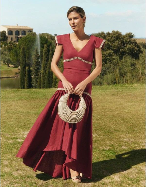 Cherry crop top with V-neckline and handcrafted... 2