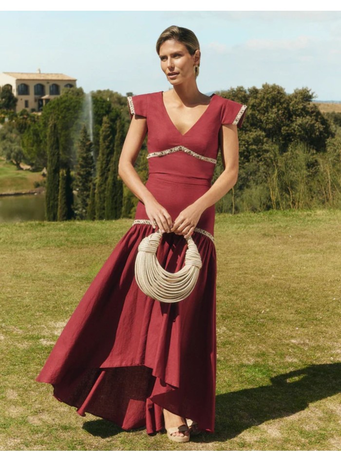 Asymmetrical cherry skirt with flounce and...