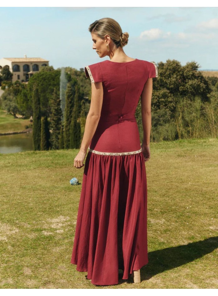 Asymmetrical cherry skirt with flounce and...