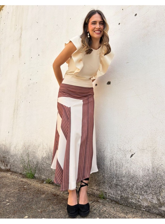 Printed midi skirt with vaporous fabric