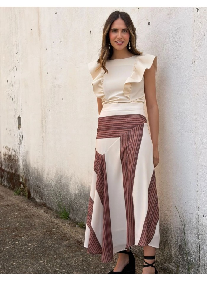 Printed midi skirt with vaporous fabric