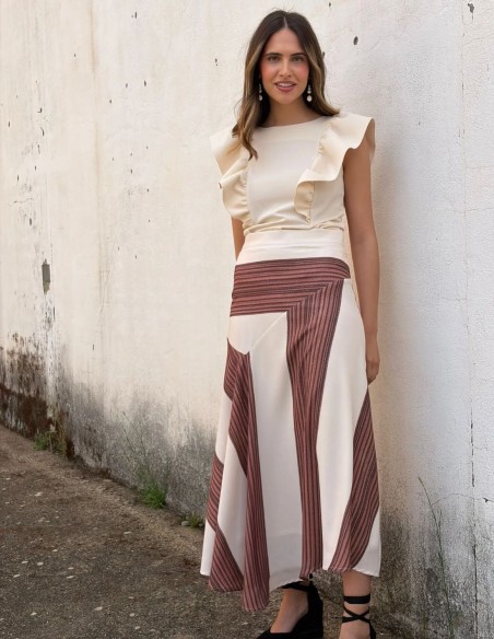 Printed midi skirt with vaporous fabric