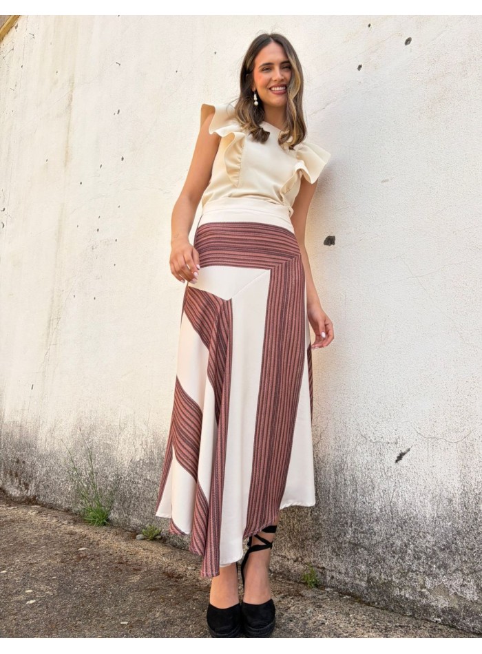 Printed midi skirt with vaporous fabric