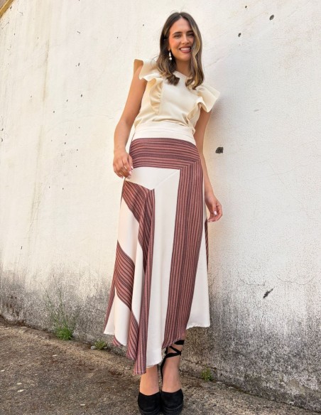 Printed midi skirt with vaporous fabric