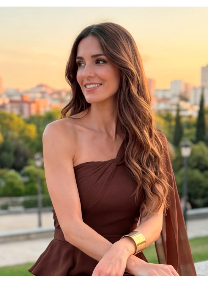 Robe longue asymétrique marron