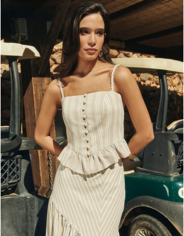 Haut de corsage ajusté avec effet corset et péplum avec...