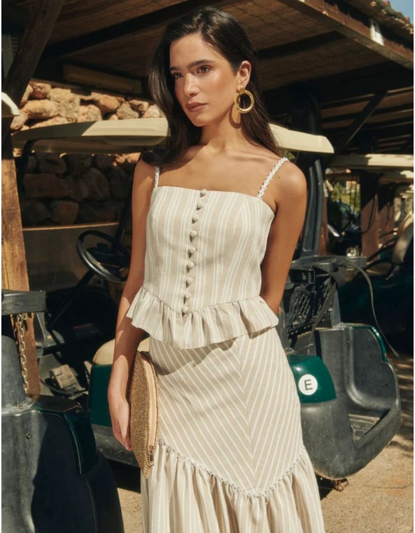 Haut de corsage ajusté avec effet corset et péplum avec... 2