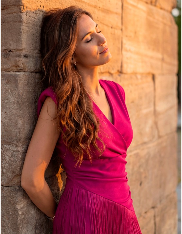 Robe longue frangée Bougainvillier 2