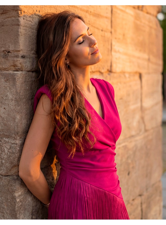 Robe longue frangée Bougainvillier