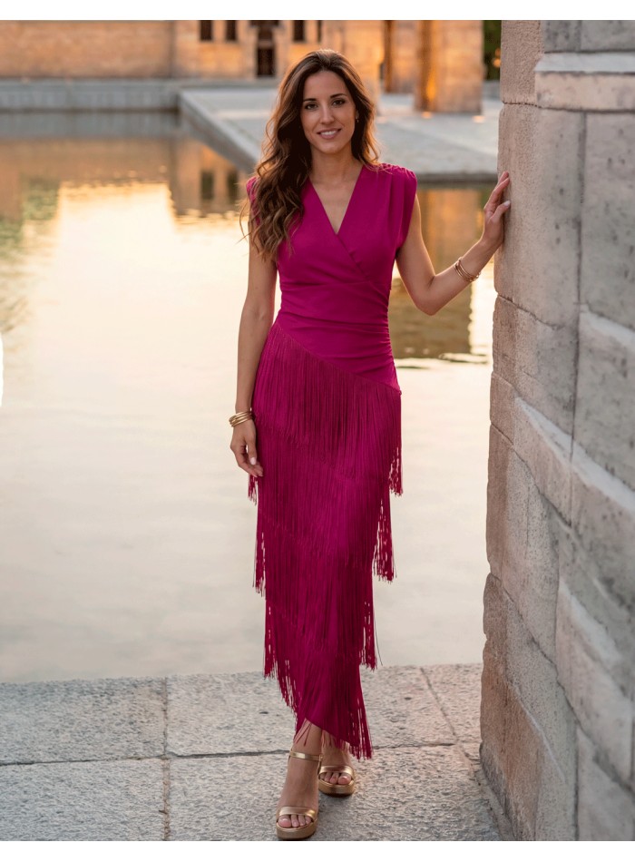 Robe longue frangée Bougainvillier