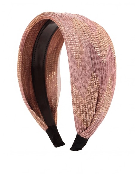 Diadema bicolor en zigzag dorado y rosa para invitada