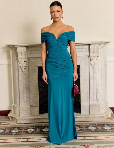 Vestido largo con silueta sirena y falda fluida