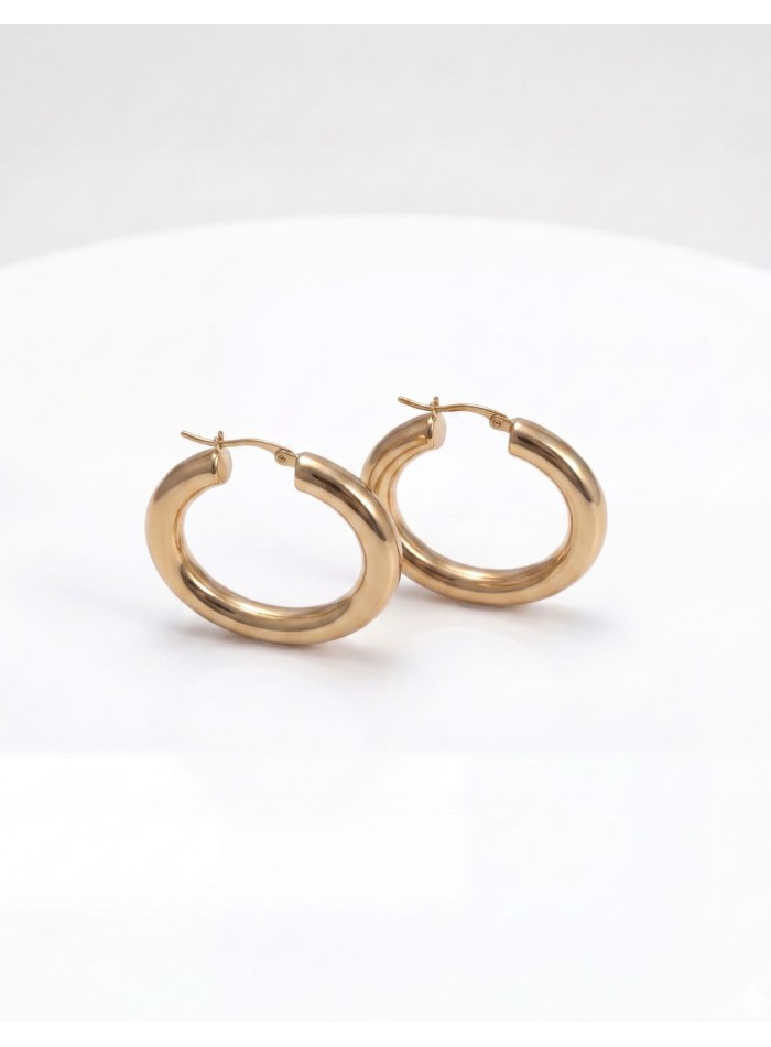 Gold-plated hoop earrings in polished matt...