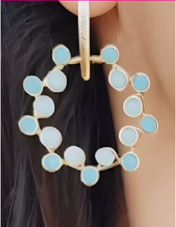 Golden earrings with turquoise blue semiprecious stones 2